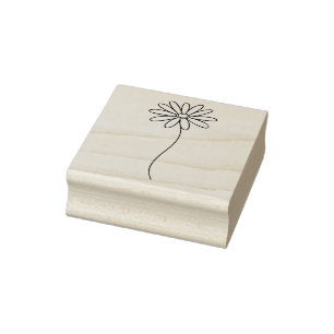 Minimalist Daisy Floral Line Art Rubber Stamp