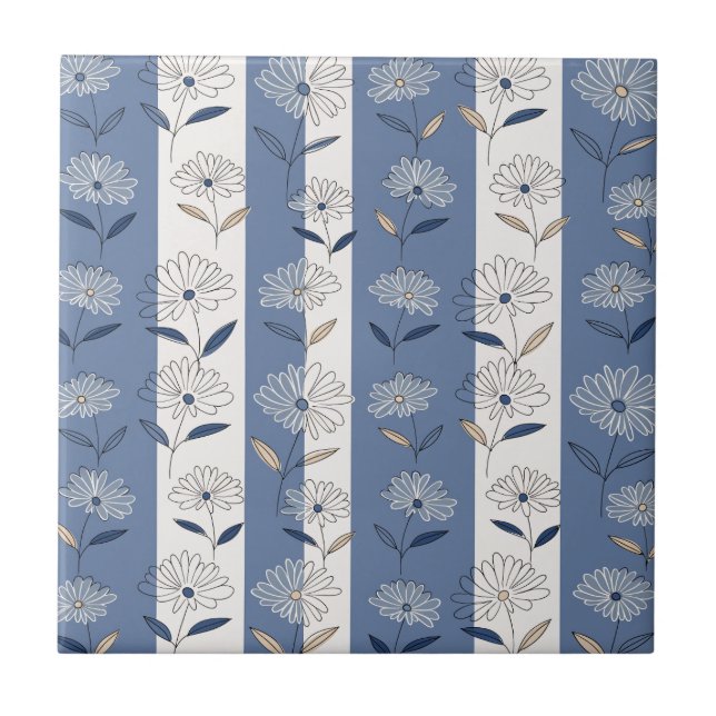 Minimalist Daisy Floral Pattern (1) Tile (Front)