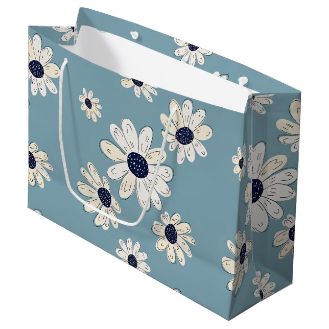 Minimalist Daisy Floral Pattern (2) Large Gift Bag (Front Angled)