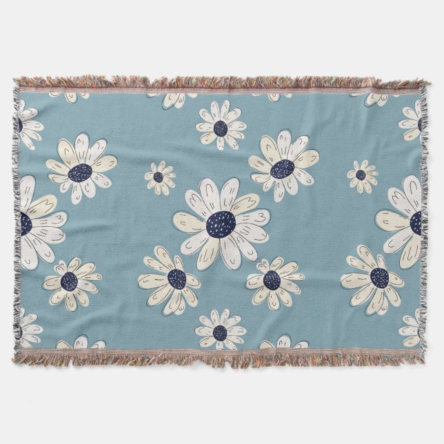 Minimalist Daisy Floral Pattern (2) Throw Blanket (Front)