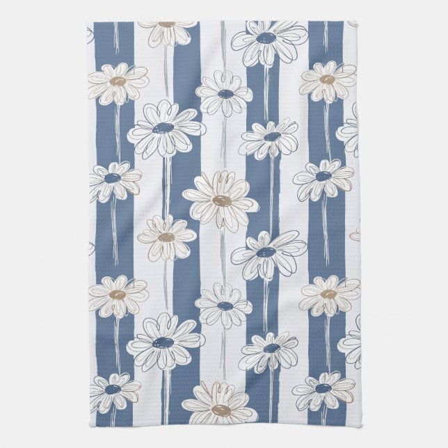 Minimalist Daisy Floral Pattern (3) Kitchen Towel (Vertical)