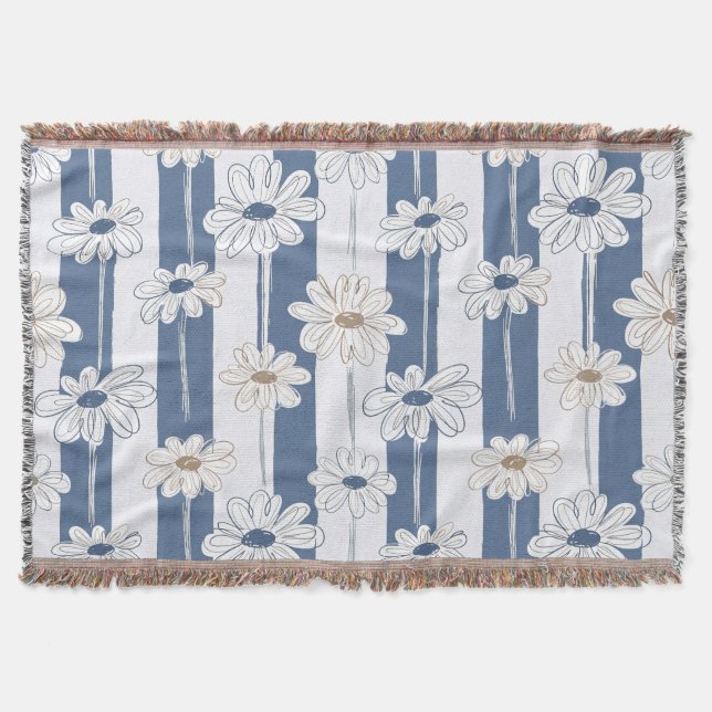 Minimalist Daisy Floral Pattern (3) Throw Blanket (Front)