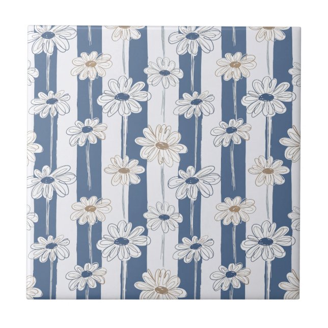 Minimalist Daisy Floral Pattern (3) Tile (Front)