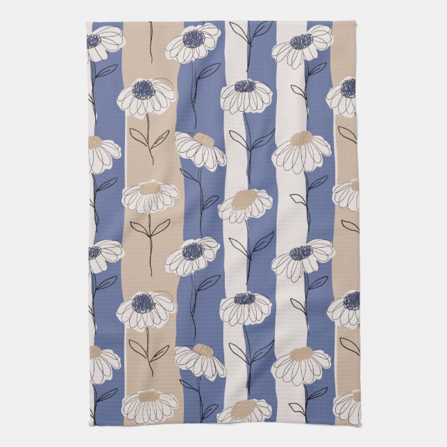 Minimalist Daisy Floral Pattern (4) Kitchen Towel (Vertical)