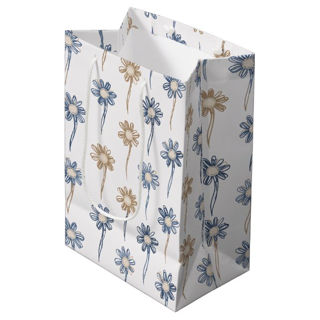 Minimalist Daisy Floral Pattern (4) Medium Gift Bag (Front Angled)