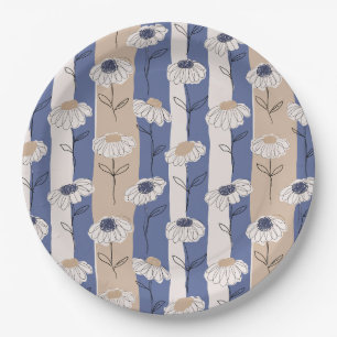 Minimalist Daisy Floral Pattern (4) Paper Plate