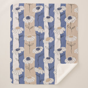Minimalist Daisy Floral Pattern (4) Sherpa Blanket