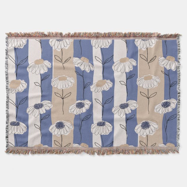 Minimalist Daisy Floral Pattern (4) Throw Blanket (Front)