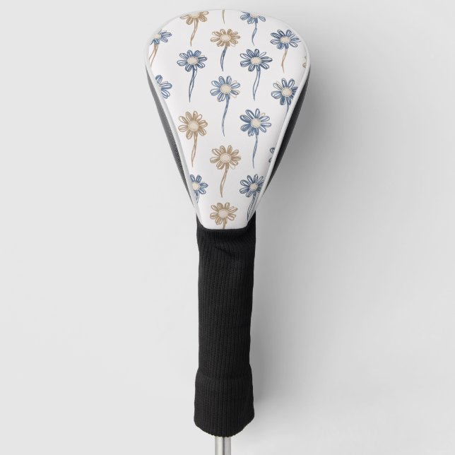 Minimalist Daisy Floral Pattern (5) Golf Head Cover (Front)