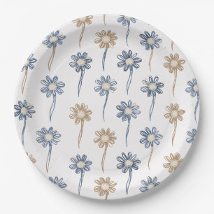 Minimalist Daisy Floral Pattern (5) Paper Plate