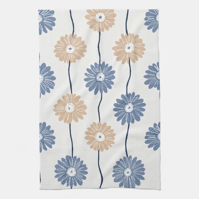 Minimalist Daisy Floral Pattern (6) Kitchen Towel (Vertical)
