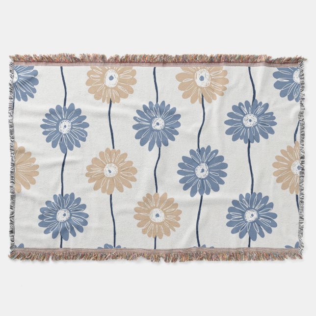 Minimalist Daisy Floral Pattern (6) Throw Blanket (Front)