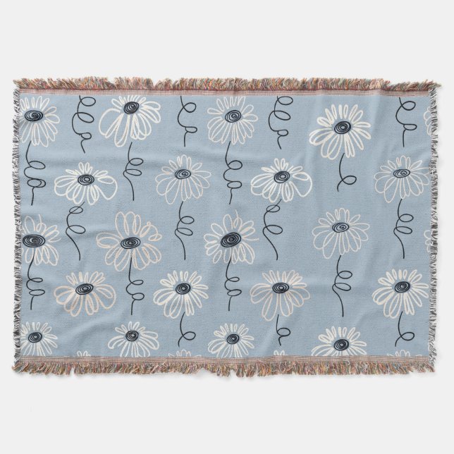 Minimalist Daisy Floral Pattern (7) Throw Blanket (Front)