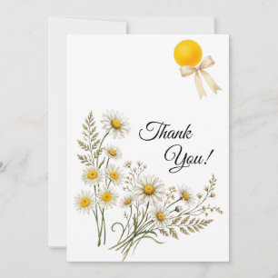 Minimalist Daisy Floral Thank You Note Card