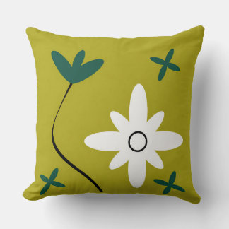 Minimalist Daisy Flower Abstract Botanical Art Throw Pillow