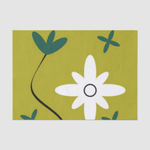 Minimalist Daisy Flower Abstract Botanical Art Tissue Paper