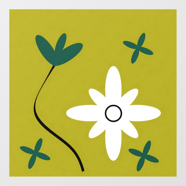 Minimalist Daisy Flower Abstract Botanical Art Window Cling (Sheet)