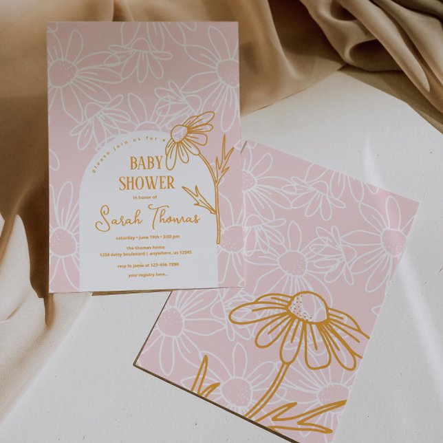 Minimalist Daisy Girl Baby Shower Invitation (Creator Uploaded)