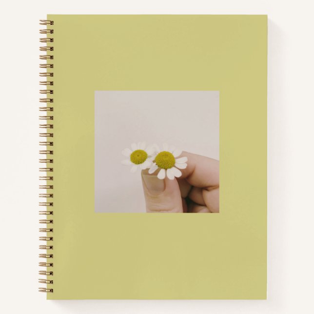 Minimalist Daisy Notebook | Cute Spiral Journal (Front)