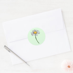 Minimalist Daisy Wedding Classic Round Sticker