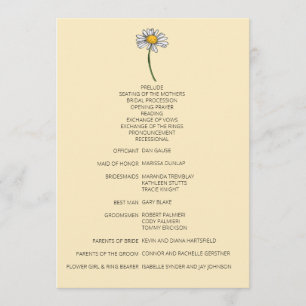 Minimalist Daisy Wedding Program