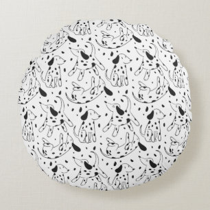 Minimalist Dalmatian Dog Pattern Round Pillow