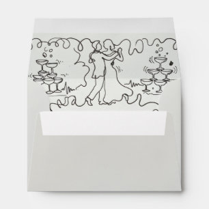 Minimalist Dancing Bride & Groom Line Ink Art Envelope