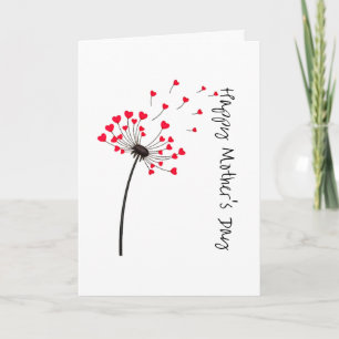 Minimalist Dandelion Heart Mother's Day Card