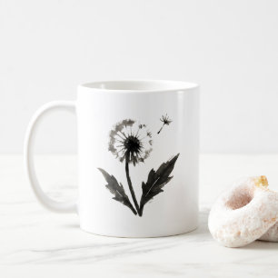 Minimalist Dandelion – Ink Brush Nature Design on  Coffee Mug