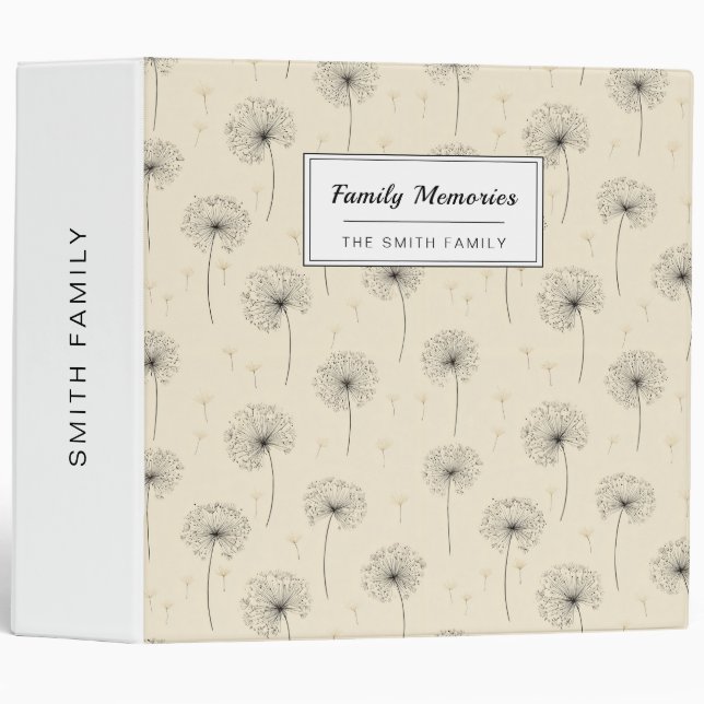 Minimalist Dandelion Seed Pattern Beige (1) Binder (Front/Spine)