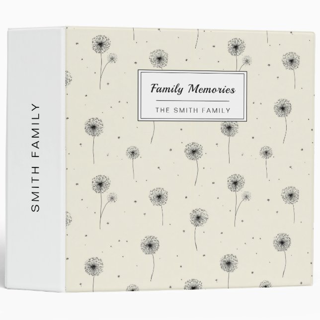 Minimalist Dandelion Seed Pattern Beige (2) Binder (Front/Spine)