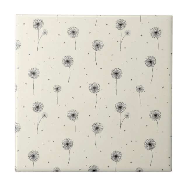 Minimalist Dandelion Seed Pattern Beige (2) Tile (Front)