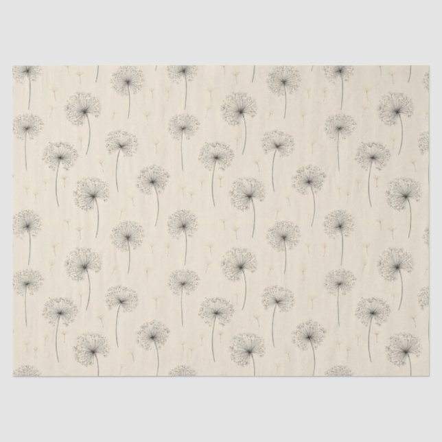 Minimalist Dandelion Seed Pattern Beige Tissue Paper (Front)