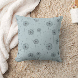 Minimalist Dandelion Seed Pattern Blue (1) Throw Pillow