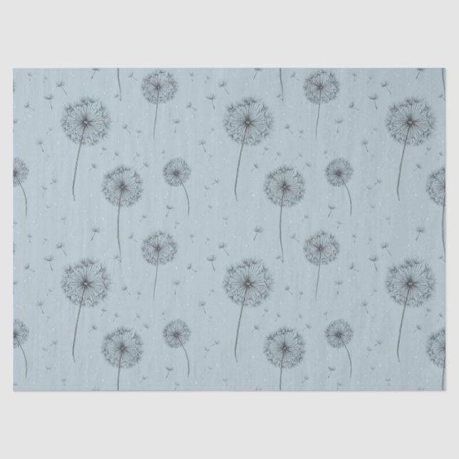 Minimalist Dandelion Seed Pattern Blue (1) Tissue Paper (Front)