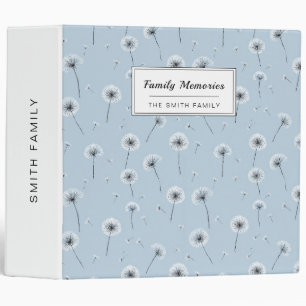 Minimalist Dandelion Seed Pattern Blue (2) Binder