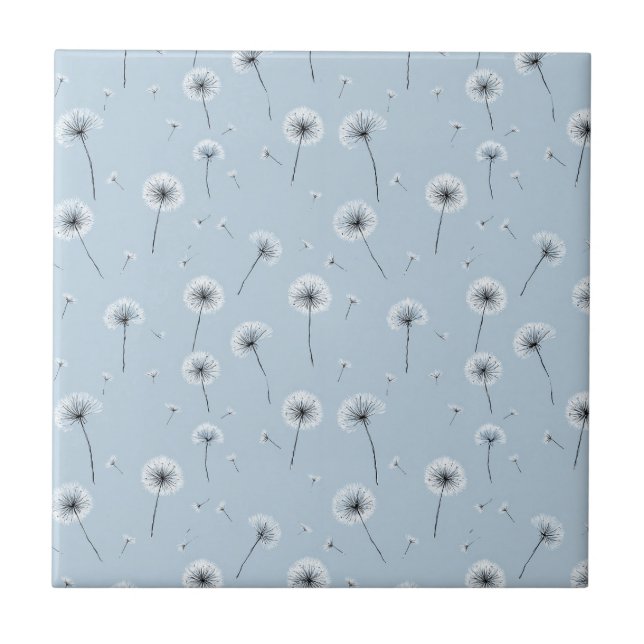 Minimalist Dandelion Seed Pattern Blue (2) Tile (Front)