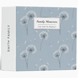 Minimalist Dandelion Seed Pattern Blue (3) Binder