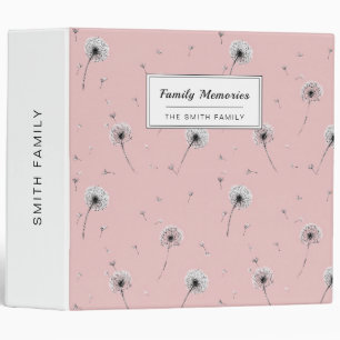 Minimalist Dandelion Seed Pattern Pink (1) Binder