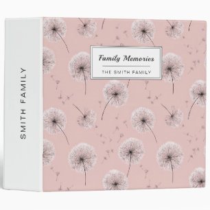Minimalist Dandelion Seed Pattern Pink (2) Binder