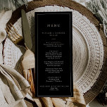 Minimalist Dark Black Printable Wedding Menu Invitation<br><div class="desc">This minimalist dark black printable wedding menu card is perfect for a simple wedding. The modern romantic design features classic black and white typography. Customizable in any colour. Keep the design simple and elegant, as is, or personalize it by adding your own graphics and artwork. This menu can be used...</div>