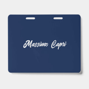 Minimalist Dark Blue Elegant Own Name Bold Text Badge