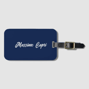 Minimalist Dark Blue Elegant Own Name Bold Text Luggage Tag