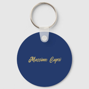 Minimalist Dark Blue Gold Colour Own Name Bold Tex Keychain