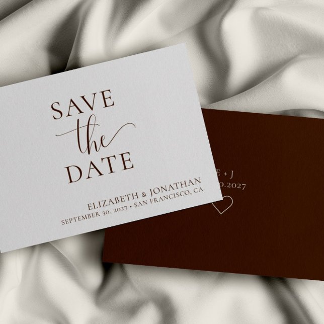 Minimalist Dark Brown Wedding Save The Date Card (Creator Uploaded)