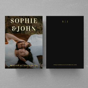 Minimalist Dark Faded Photo Monogram Save the Date