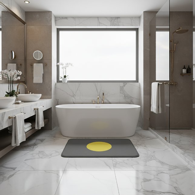 Minimalist Dark Gray Yellow Circle Single Dot Bath Mat (Minimalist Dark Gray Yellow Circle Single Dot Bath Mat)
