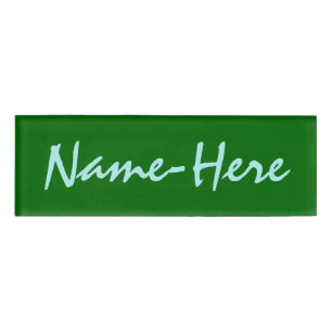 Minimalist Dark Green Background + Turquoise Name Tag