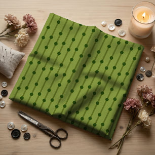 Minimalist Dark Green Geometric Dots and Stripes Fabric
