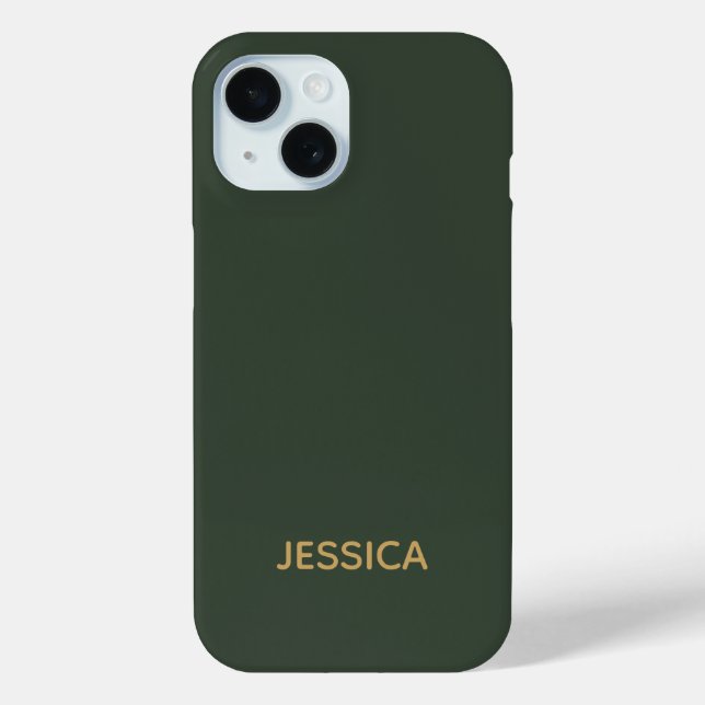 Minimalist dark green gold script personalized Case-Mate iPhone case (Back)